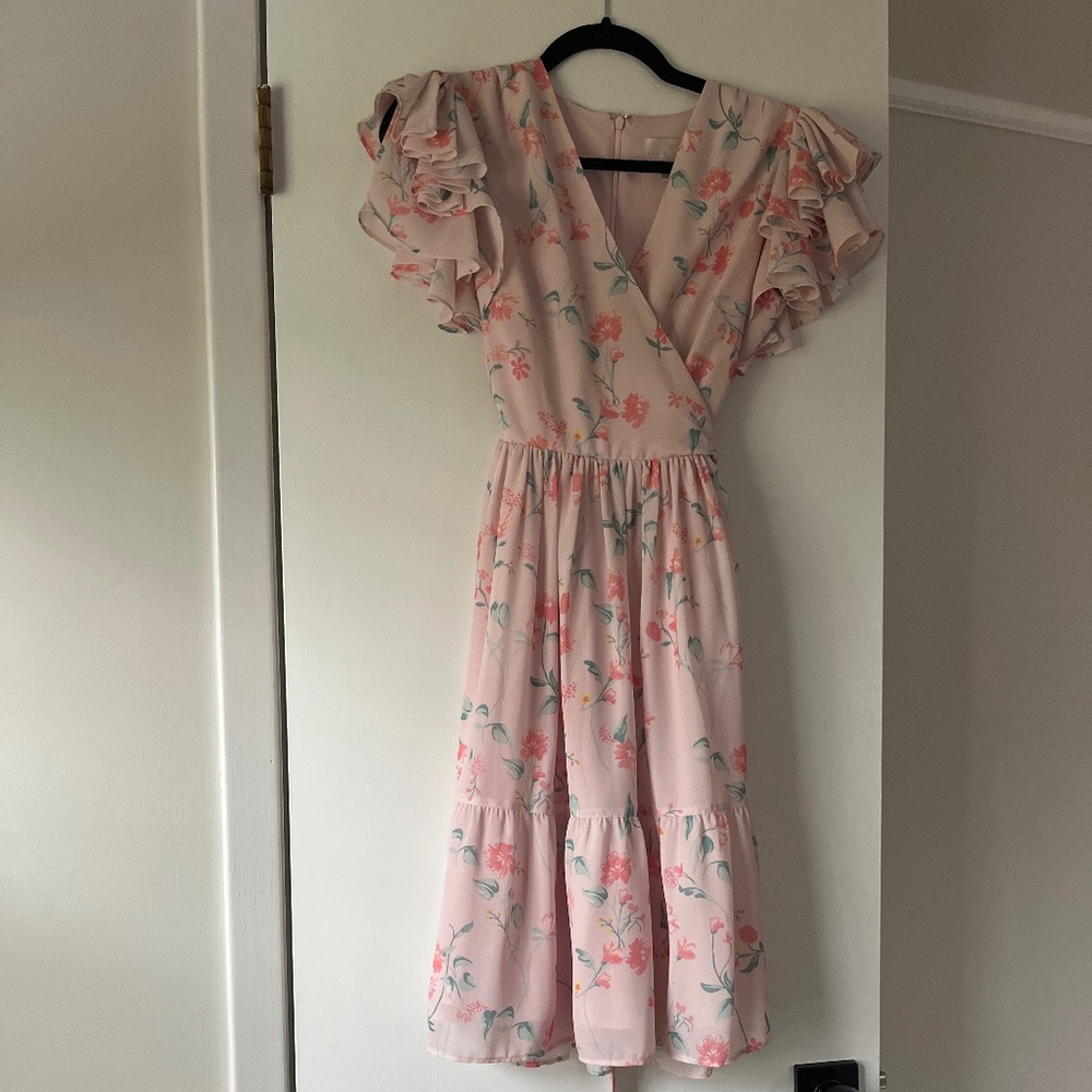 Rachel parcell vneck tie back floral dress